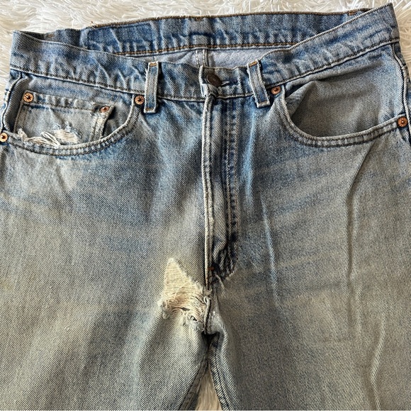 Vintage 80s/90s Levi’s 505 USA Made Zip Fly Straight Leg Distressed Jeans 33x32 - Picture 6 of 13